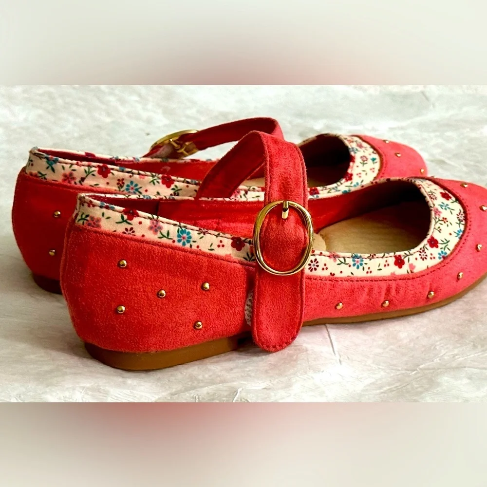 Toddler Girl Party, Elegant, high-backed Mary jane shoe with flower design Sz 12